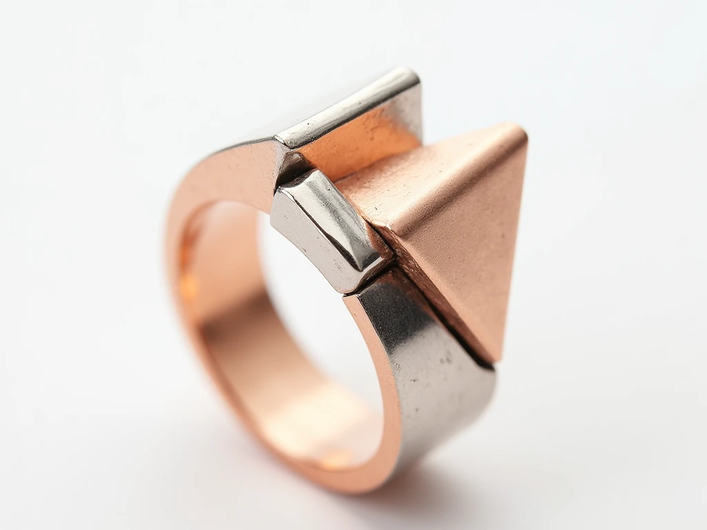 Contemporary geometric ring with mixed metals